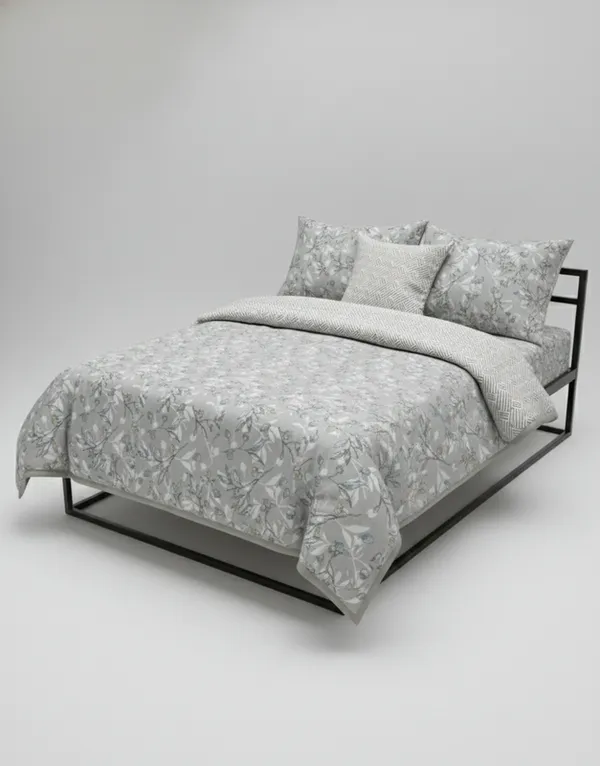 Dohar_Premium_100%_Cotton_Double_Bed_Floral_Sprig_&_Geometric,_All_Season_Reversible_Blanket,_Soft,_Lightweight_And_Breathable_Ac_Dohar/Quilt/Blanket/For_Bed_Steel_Grey