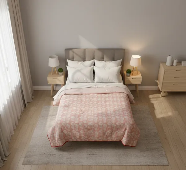 Botanical_Sketch_Cotton_Bedding_Set_Double_Bed_Sheet_Comforter_Lightweight,_Durable_&_Cozy_Ideal_For_Everyday_Use_&_Mild_Winter_,_Peach