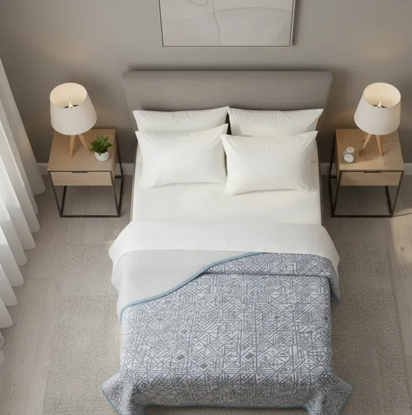 Textured_Geometric_Cotton_Bedding_Set_Double_Bedsheet_Comforter_Lightweight,_Durable_&_Cozy_Ideal_For_Everyday_Use_&_Mild_Winter_,_Aqua_Blue