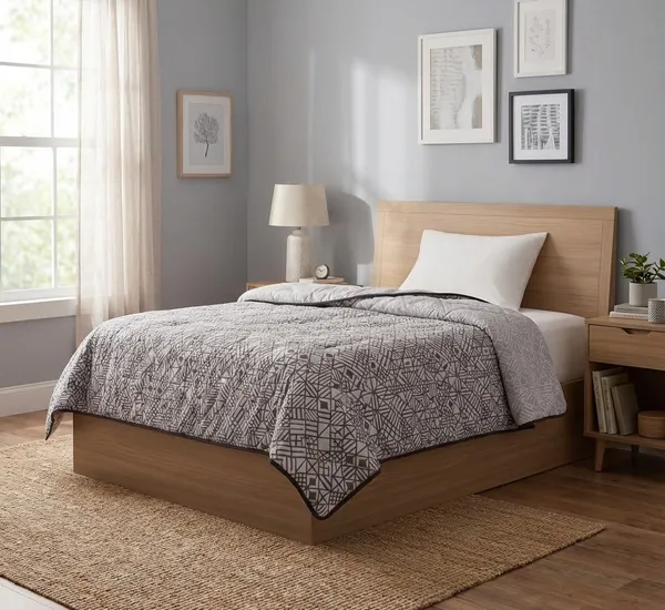 Textured_Geometric_Cotton_Bedding_Set_Double_Bedsheet_Comforter_Lightweight,_Durable_&_Cozy_Ideal_For_Everyday_Use_&_Mild_Winter_,_Charcoal_Grey