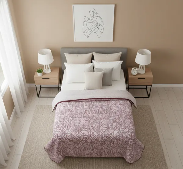 Textured_Geometric_Cotton_Bedding_Set_Double_Bedsheet_Comforter_Lightweight,_Durable_&_Cozy_Ideal_For_Everyday_Use_&_Mild_Winter_,_Lavender