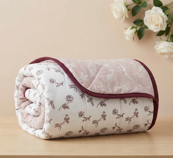 Botanical_Harmony_Cotton_Bedding_Set_Double_Bedsheet_Comforter_Lightweight,_Durable_&_Cozy_Ideal_For_Everyday_Use_&_Mild_Winter_,_Dusty_Rose