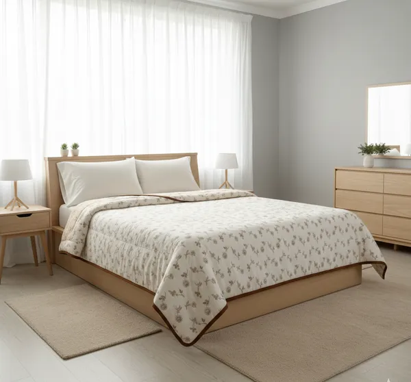 Botanical_Harmony_Cotton_Bedding_Set_Double_Bedsheet_Comforter_Lightweight,_Durable_&_Cozy_Ideal_For_Everyday_Use_&_Mild_Winter_,_Earthy_Mocha