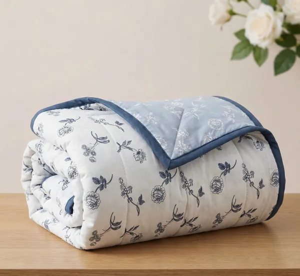 Botanical_Harmony_Cotton_Bedding_Set_Double_Bedsheet_Comforter_Lightweight,_Durable_&_Cozy_Ideal_For_Everyday_Use_&_Mild_Winter_,_Slate_Blue