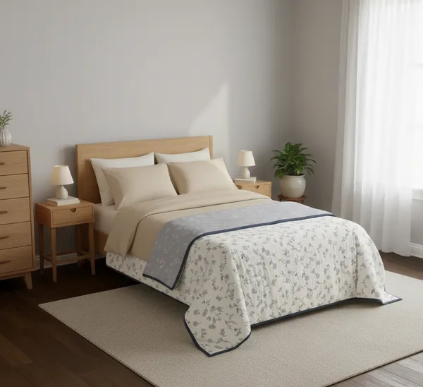 Botanical_Harmony_Cotton_Bedding_Set_Double_Bedsheet_Comforter_Lightweight,_Durable_&_Cozy_Ideal_For_Everyday_Use_&_Mild_Winter_,_Slate_Blue
