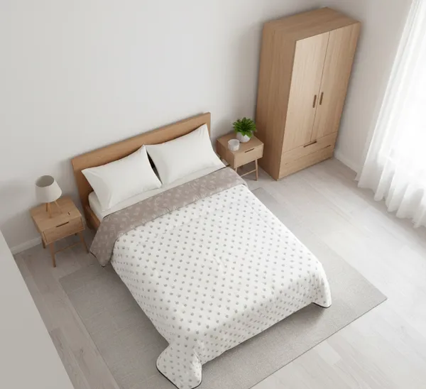 Diamond_Floral_Pattern_Cotton_Bedding_Set_Double_Bedsheet_Comforter_Lightweight,_Durable_&_Cozy_Ideal_For_Everyday_Use_&_Mild_Winter_,_Coffee_&_Cream