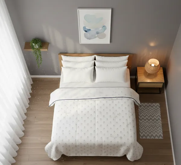 Diamond_Floral_Pattern_Cotton_Bedding_Set_Double_Bedsheet_Comforter_Lightweight,_Durable_&_Cozy_Ideal_For_Everyday_Use_&_Mild_Winter_,_Teal_&_Grey