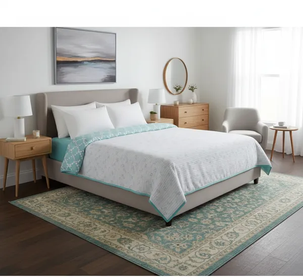 Modern_Geometric_Cotton_Bedding_Set_Double_Bed_Sheet_Comforter_Lightweight,_Durable_&_Cozy_Ideal_For_Everyday_Use_&_Mild_Winter_,_Aqua/Teal