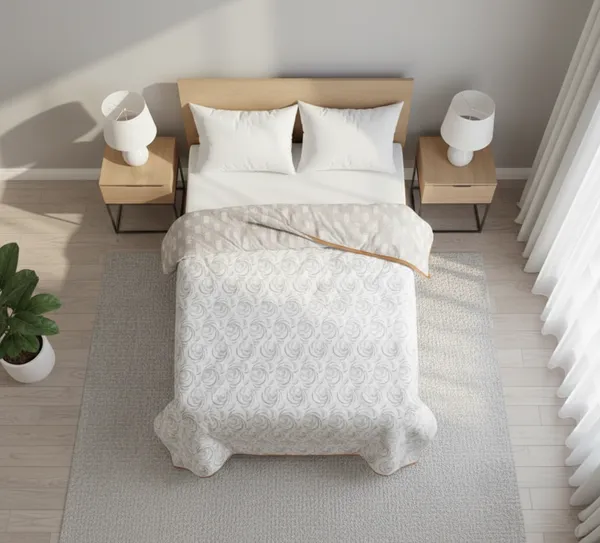 Modern_Reversible_Cotton_Bedding_Set_Double_Bedsheet_Comforter_Lightweight,_Durable_&_Cozy_Ideal_For_Everyday_Use_&_Mild_Winter_,_Tan/Camel
