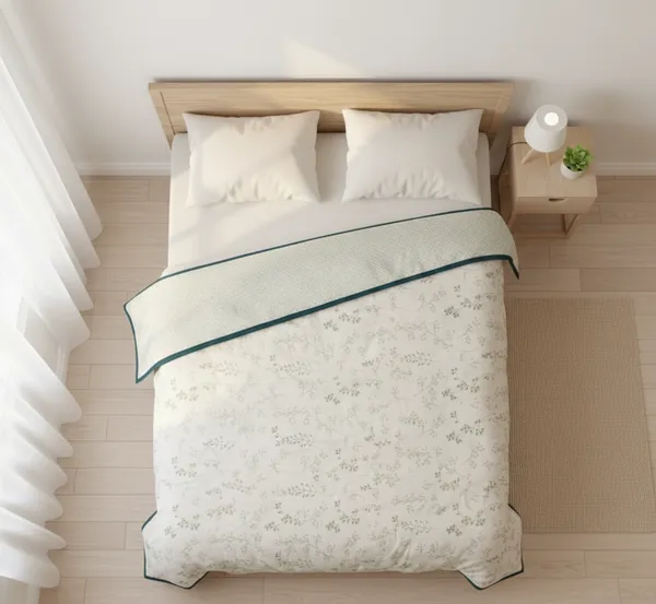 Dohar_Premium_100%_Cotton_Double_Bed_Wildflower_Sprigs,_All_Season_Reversible_Blanket,_Soft,_Lightweight_And_Breathable_Ac_Dohar/Quilt/Blanket/For_Bed_Sage_Green