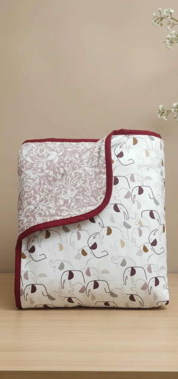 Dohar_Premium_100%_Cotton_Double_Bed_Modern_Floral,_All_Season_Reversible_Blanket,_Soft,_Lightweight_And_Breathable_Ac_Dohar/Quilt/Blanket/For_Bed_Burgundy/Wine