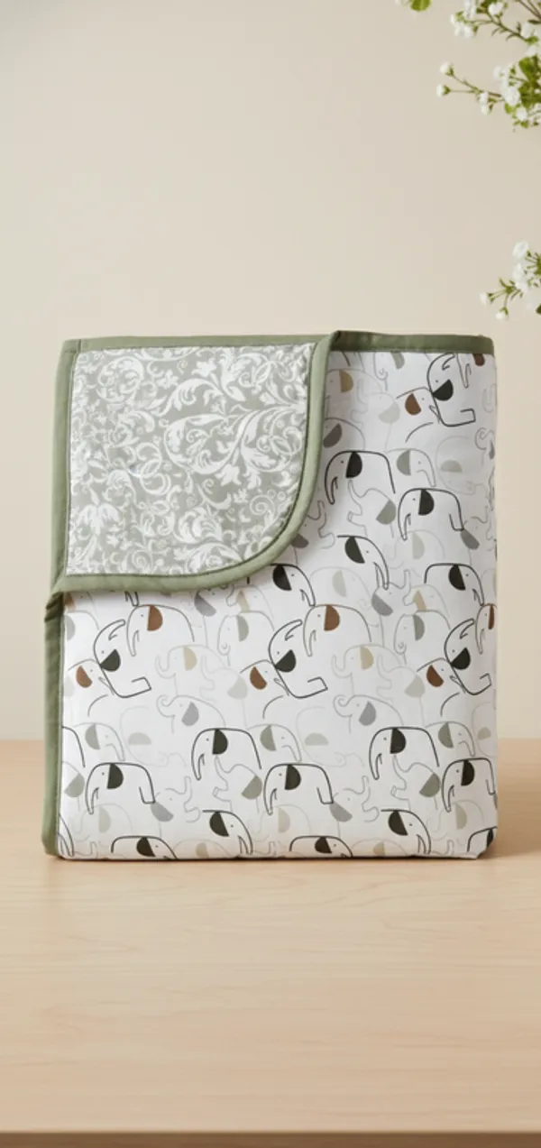 Dohar_Premium_100%_Cotton_Double_Bed_Modern_Floral,_All_Season_Reversible_Blanket,_Soft,_Lightweight_And_Breathable_Ac_Dohar/Quilt/Blanket/For_Bed_Sage/Olive_Green