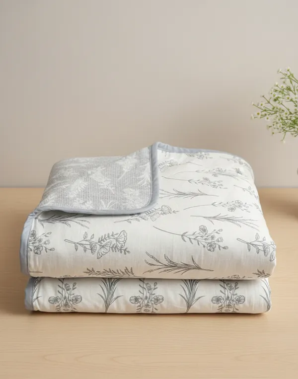 Dohar_Premium_100%_Cotton_Double_Bed_Wildflower_Meadow,_All_Season_Reversible_Blanket,_Soft,_Lightweight_And_Breathable_Ac_Dohar/Quilt/Blanket/For_Bed_Dusty_Mauve