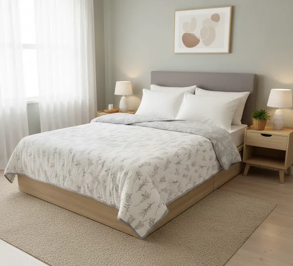 Dohar_Premium_100%_Cotton_Double_Bed_Wildflower_Meadow,_All_Season_Reversible_Blanket,_Soft,_Lightweight_And_Breathable_Ac_Dohar/Quilt/Blanket/For_Bed_Dusty_Mauve