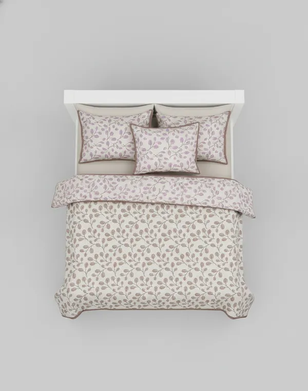 Dohar_Premium_100%_Cotton_Double_Bed_Botanical_Vine,_All_Season_Reversible_Blanket,_Soft,_Lightweight_And_Breathable_Ac_Dohar/Quilt/Blanket/For_Bed_Mauve_&_Taupe