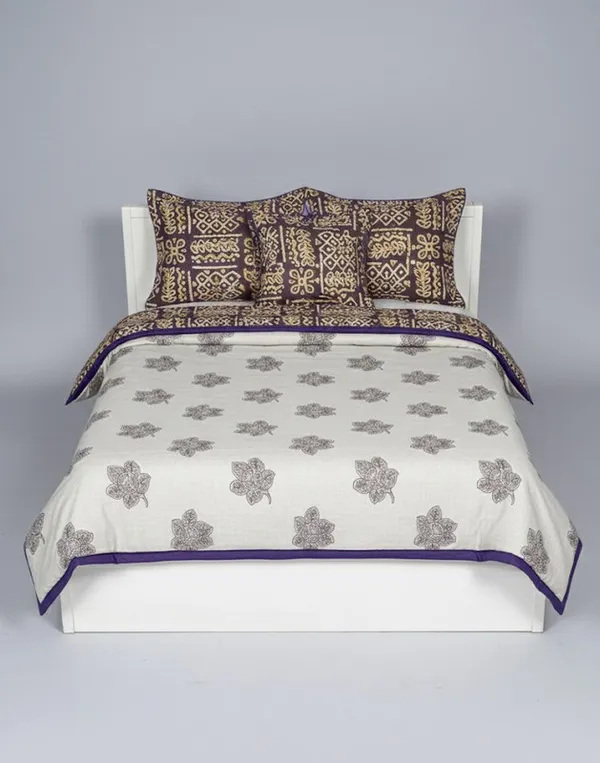 Dohar_Premium_100%_Cotton_Double_Bed_Botanical_Float_With_Global_Mosaic,_All_Season_Reversible_Blanket,_Soft,_Lightweight_And_Breathable_Ac_Blanket/For_Bed_Royal_Purple/Plum
