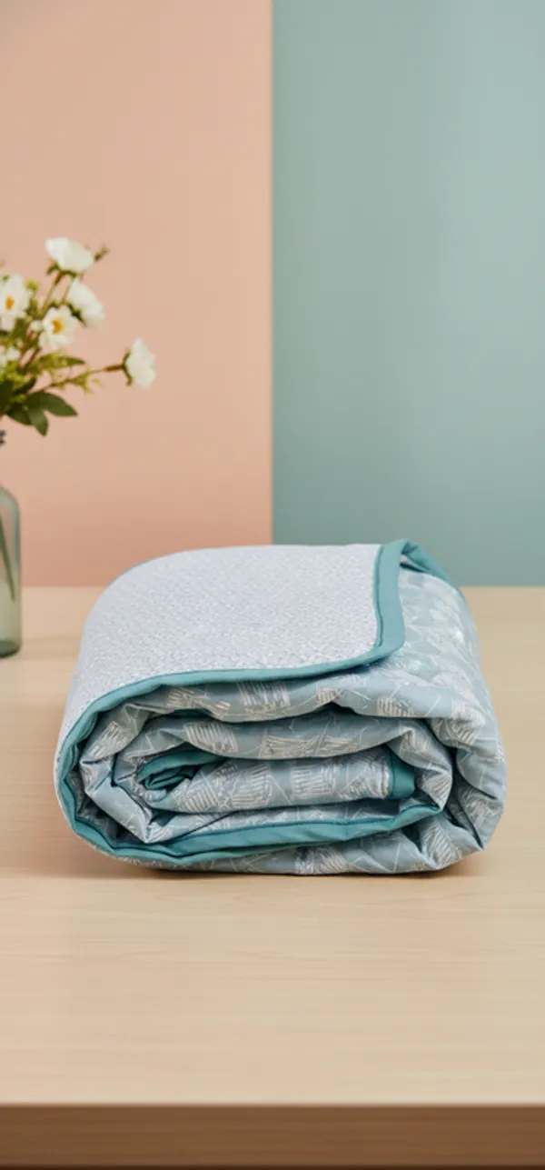 Dohar_Premium_100%_Cotton_Single_Bed_Delicate_Floral_&_Botanical,_All_Season_Reversible_Blanket,_Soft,_Lightweight_And_Breathable_Ac_Dohar/Quilt/Blanket/For_Bed_Aqua_Blue