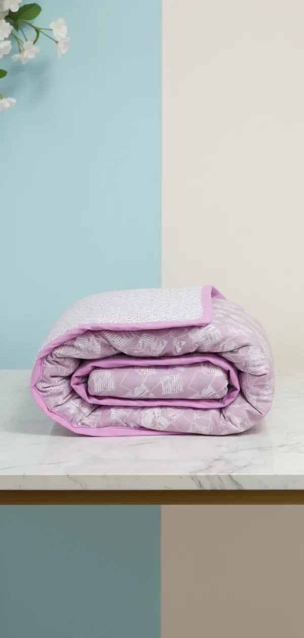 Dohar_Premium_100%_Cotton_Single_Bed_Delicate_Floral_&_Botanical,_All_Season_Reversible_Blanket,_Soft,_Lightweight_And_Breathable_Ac_Dohar/Quilt/Blanket/For_Bed_Lavender