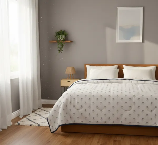 Diamond_Floral_Pattern_Cotton_Bedding_Set_Single_Bed_Sheet_Comforter_Lightweight,_Durable_&_Cozy_Ideal_For_Everyday_Use_&_Mild_Winter_,_Teal_&_Grey