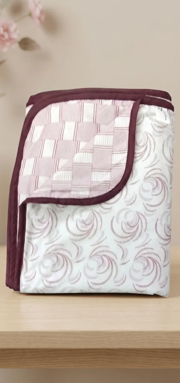 Dohar_Premium_100%_Cotton_Single_Bed_Geometric_And_Organic.,_All_Season_Reversible_Blanket,_Soft,_Lightweight_And_Breathable_Ac_Dohar/Quilt/Blanket/For_Bed_Mauve/Plum