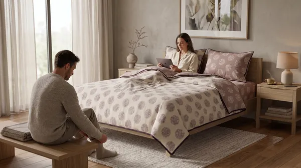 Dohar_Premium_100%_Cotton_Single_Bed_Floral_Medallion_Motif,_All_Season_Reversible_Blanket,_Soft,_Lightweight_And_Breathable_Ac_Dohar/Quilt/Blanket/For_Bed_Cream