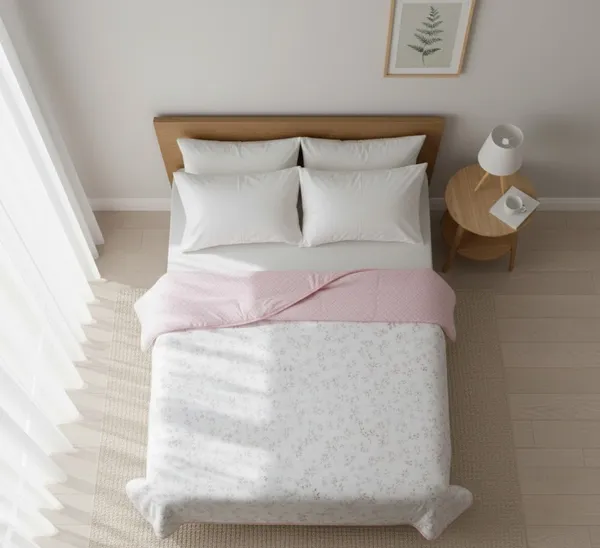 Dohar_Premium_100%_Cotton_Single_Bed_Wildflower_Sprigs,_All_Season_Reversible_Blanket,_Soft,_Lightweight_And_Breathable_Ac_Dohar/Quilt/Blanket_For_Bed_Blush_Pink