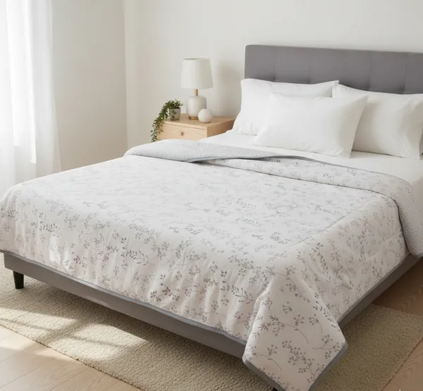 Dohar_Premium_100%_Cotton_Single_Bed_Wildflower_Sprigs,_All_Season_Reversible_Blanket,_Soft,_Lightweight_And_Breathable_Ac_Dohar/Quilt/Blanket_For_Bed_Slate_Grey
