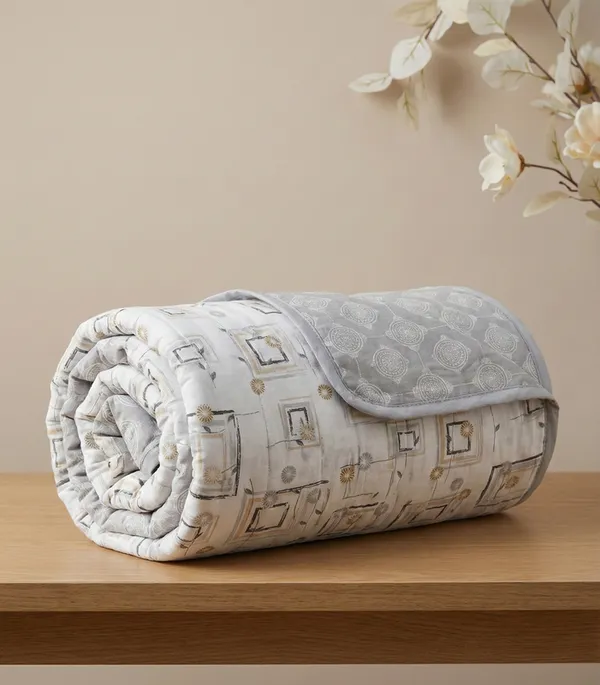 Dohar_Premium_100%_Cotton_Single_Bed_Sketched_Minimalist_Geometry.,_All_Season_Reversible_Blanket,_Soft,_Lightweight_And_Breathable_Ac_Dohar/Quilt/Blanket/For_Bed_Slate_Grey