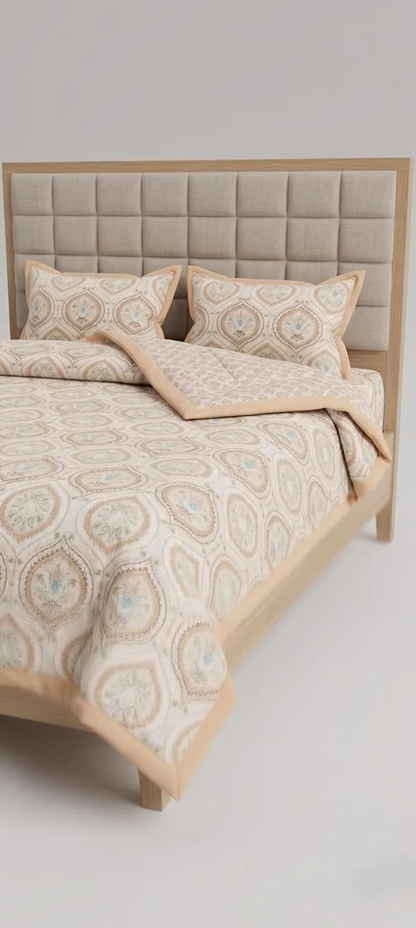 Dohar_Premium_100%_Cotton_Double_Bed_Beige/Peach_Ogee_Medallion,_All_Season_Reversible_Blanket,_Lightweight_&_Breathable_Blanket_for_Bed,_Sofa_AC_Blanket_220_x_250cm
