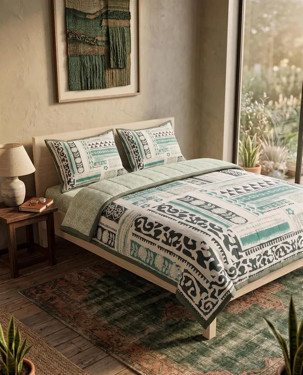Dohar_Premium_100%_Cotton_Double_Bed_Botanical_Retreat,_All_Season_Reversible_Blanket,_Soft,_Lightweight_and_Breathable_Ac_Dohar/Quilt/Blanket/for_Bed,_Blanket_220_x_250_cms