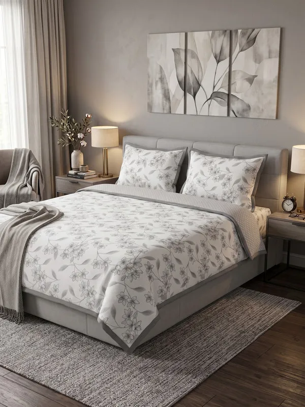 Home_Cent_Premium_Reversible_Cotton_Dohar_/_Light_Blanket_�_Minimalist_Charcoal_Grey_Floral_&_Micro-Geometric_Print