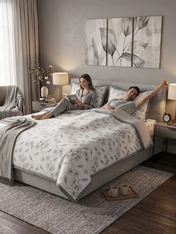 Home_Cent_Premium_Reversible_Cotton_Dohar_/_Light_Blanket_�_Minimalist_Charcoal_Grey_Floral_&_Micro-Geometric_Print