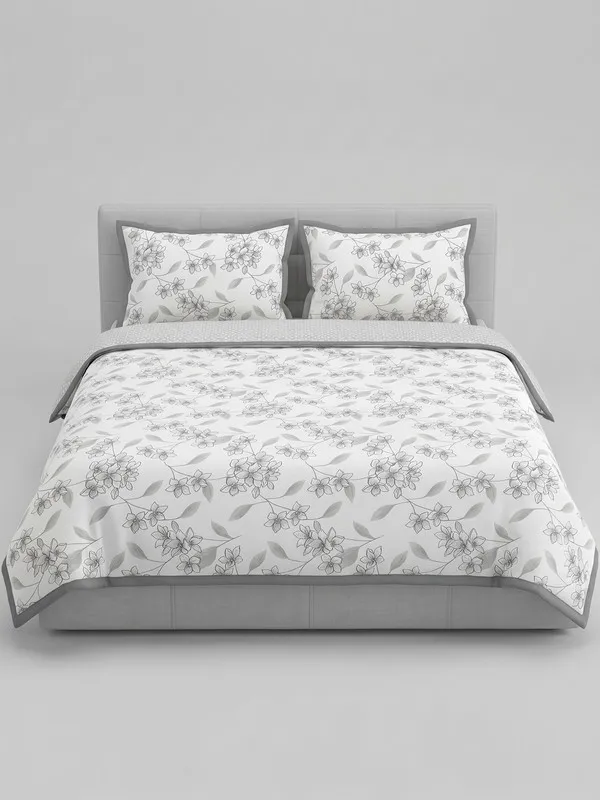Home_Cent_Premium_Reversible_Cotton_Dohar_/_Light_Blanket_�_Minimalist_Charcoal_Grey_Floral_&_Micro-Geometric_Print