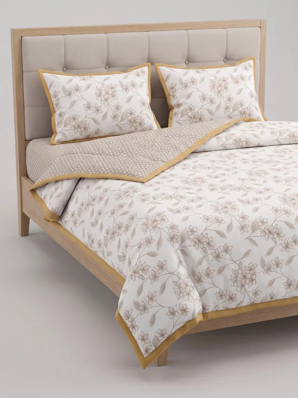 Home_Cent_Premium_Reversible_Cotton_Dohar_/_Light_Blanket_�_Warm_Mustard_Ochre_Floral_&_Geometric_Coordinate