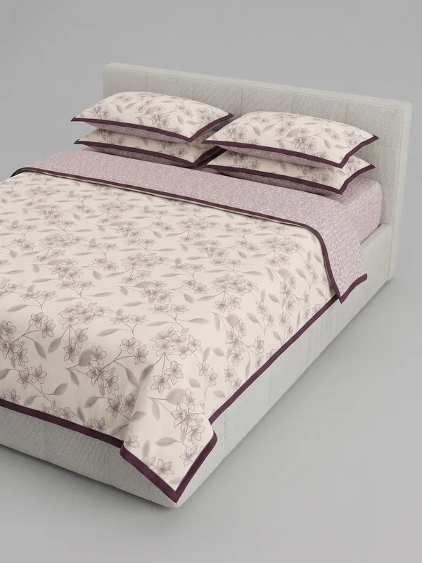 Home_Cent_Premium_Reversible_Cotton_Dohar_/_Light_Blanket_�_Elegant_Plum_Floral_&_Micro-Geometric_Print