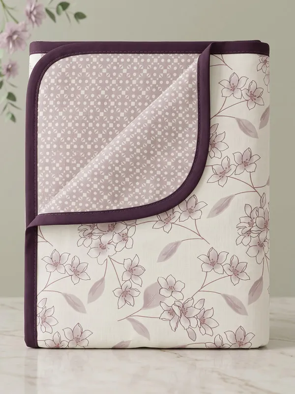 Home_Cent_Premium_Reversible_Cotton_Dohar_/_Light_Blanket_�_Elegant_Plum_Floral_&_Micro-Geometric_Print