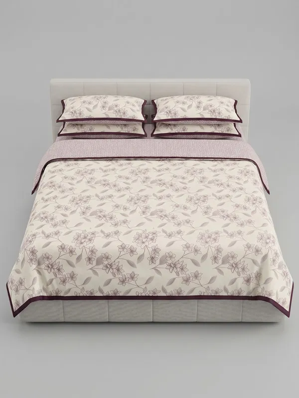 Home_Cent_Premium_Reversible_Cotton_Dohar_/_Light_Blanket_�_Elegant_Plum_Floral_&_Micro-Geometric_Print
