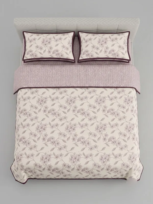 Home_Cent_Premium_Reversible_Cotton_Dohar_/_Light_Blanket_�_Elegant_Plum_Floral_&_Micro-Geometric_Print