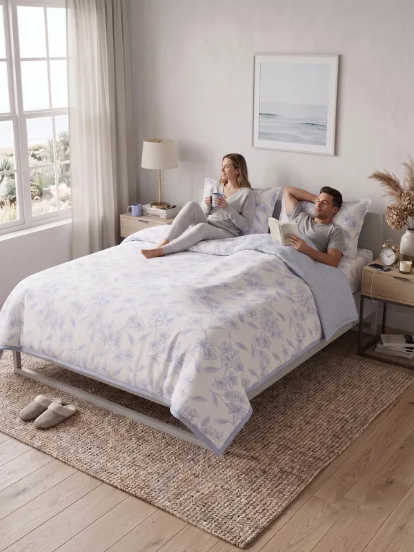 Home_Cent_Premium_Reversible_Cotton_Dohar_/_Light_Blanket_�_Serene_Sky_Blue_Floral_&_Geometric_Coordinate