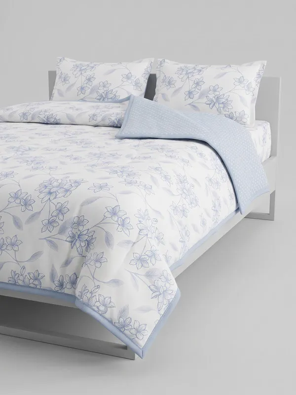 Home_Cent_Premium_Reversible_Cotton_Dohar_/_Light_Blanket_�_Serene_Sky_Blue_Floral_&_Geometric_Coordinate