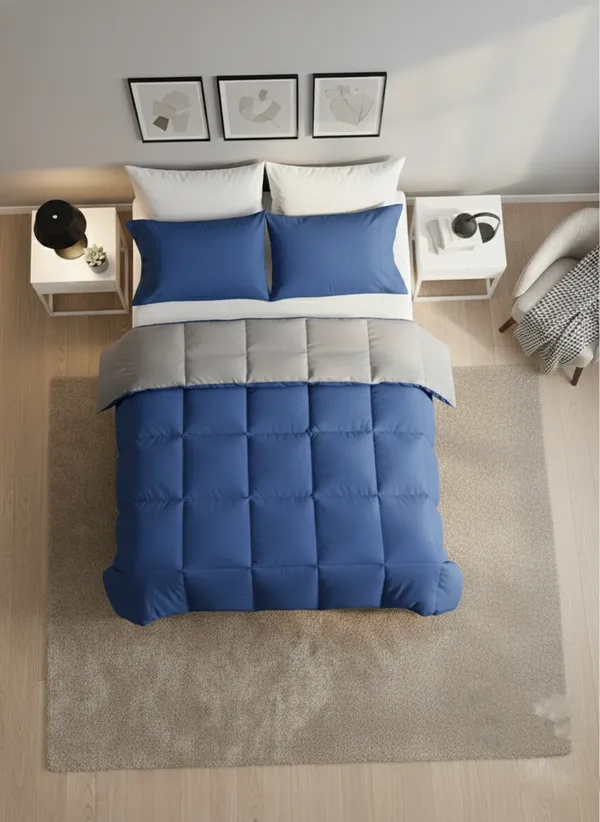 Signature_Reversible_Box-Stitch_Double_Comforter_Premium_Down-Feel_Insert_With_4_Corner_Tabs,_Machine_Washable_(Grey_And_Blue)