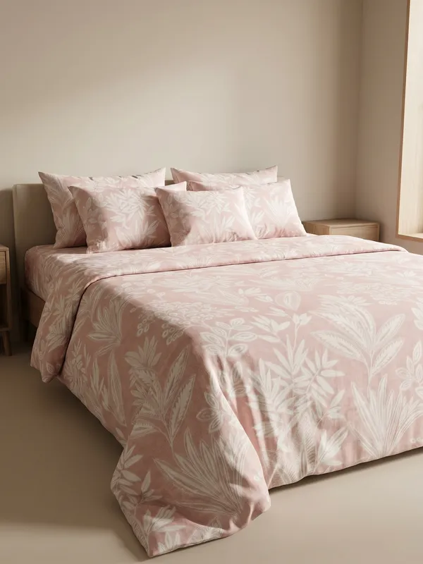 Home_Cent_Premium_Blush_Pink_Botanical_Leaf_Print_Double_Bedsheet_with_2_Matching_Pillow_Covers_228_x_254_cms