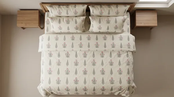 Home_Cent_Premium_Traditional_Block_Print_Floral_&_Leaf_Motif_Double_Bedsheet_with_2_Pillow_Covers_228_x_254_cms