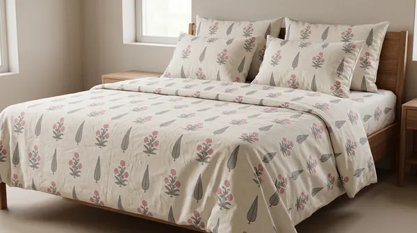 Home_Cent_Premium_Traditional_Block_Print_Floral_&_Leaf_Motif_Double_Bedsheet_with_2_Pillow_Covers_228_x_254_cms