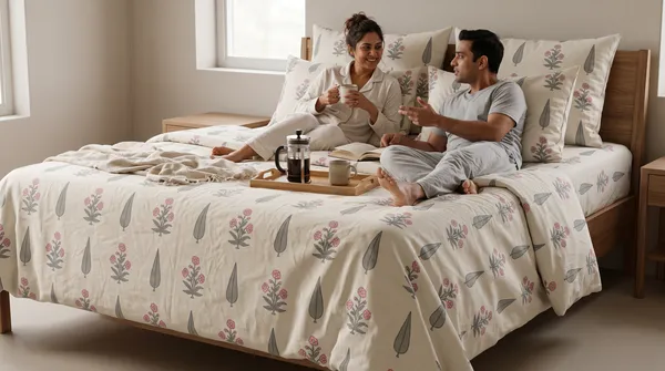 Home_Cent_Premium_Traditional_Block_Print_Floral_&_Leaf_Motif_Double_Bedsheet_with_2_Pillow_Covers_228_x_254_cms