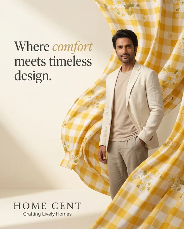 Home_Cent_Premium_Yellow_Gingham_Checkered_Double_Bedsheet_with_Daisy_Floral_Print_&_2_Pillow_Covers_228_x_254_cms