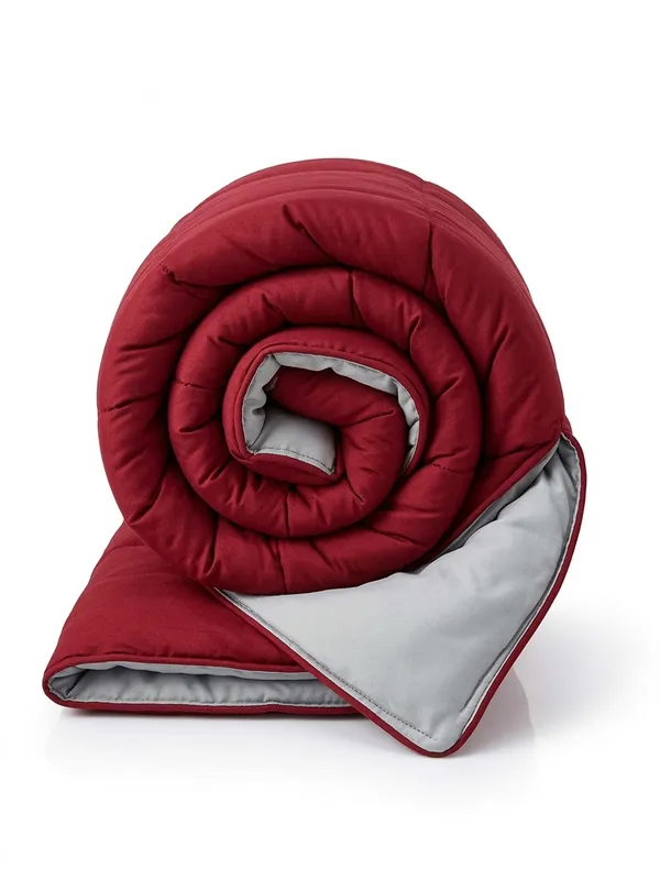Signature_Reversible_Box-Stitch_Double_Comforter_Premium_Down-Feel_Insert_With_4_Corner_Tabs,_Machine_Washable_(Grey_And_Red)