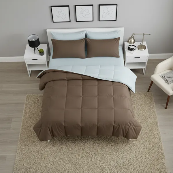 Signature_Reversible_Box-Stitch_Comforter_Premium_Down-Feel_Insert_With_4_Corner_Tabs,_Machine_Washable_(Grey_And_Brown)