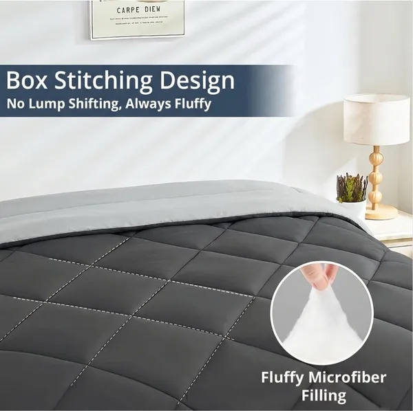 Signature_Reversible_Box-Stitch_Double_Comforter_Premium_Down-Feel_Insert_With_4_Corner_Tabs,_Machine_Washable_(Graphite_Grey_And_Silver)
