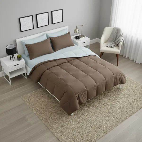 Signature_Reversible_Box-Stitch_Comforter_Premium_Down-Feel_Insert_With_4_Corner_Tabs,_Machine_Washable_(Grey_And_Brown)